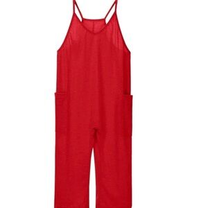 Red Sleeveless Jumpsuit
